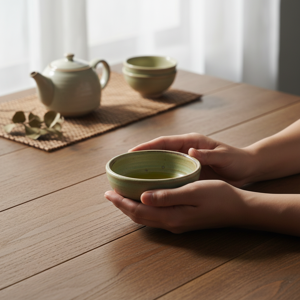 Vikko Stoneware Palm Mini Bowl Green Speckled Brown, 3.5 oz