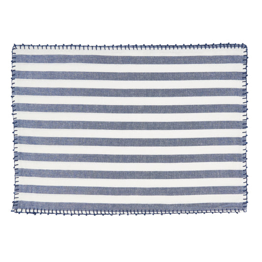 Classic Striped Whipstitch Pom Pom Placemat