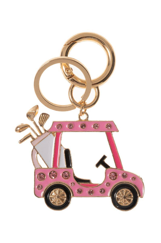 Golf Cart Shaped Keychain (Pink)