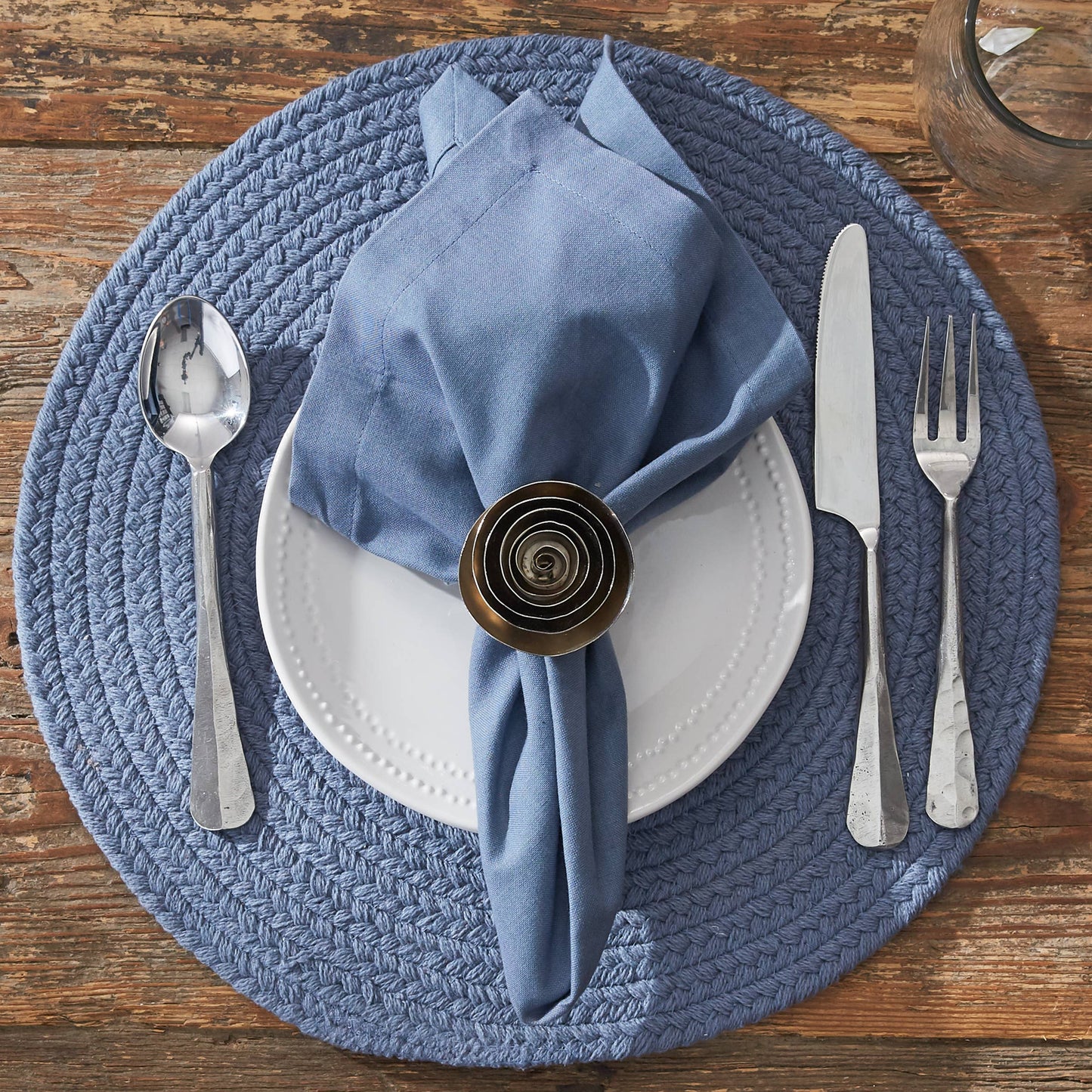 Essex Round Placemat - Marine Blue