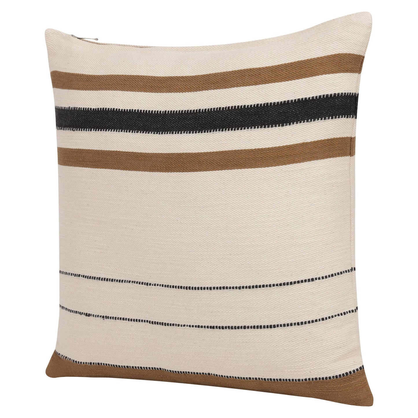 Transitional Hand-Woven Modern Striped Cotton Throw Pillow