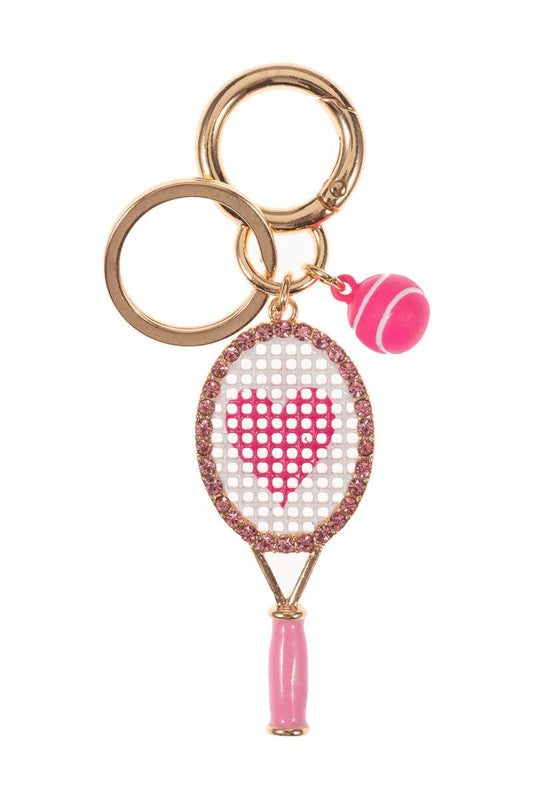 Tennis Racket Keychain (Pink Heart)