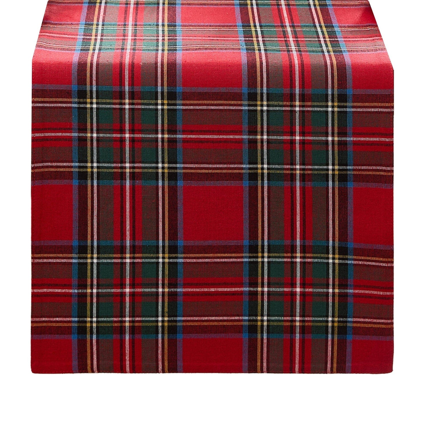 Stowe Tartan Holiday Plaid Cotton Christmas Table Runner 13 x 90 (Red)