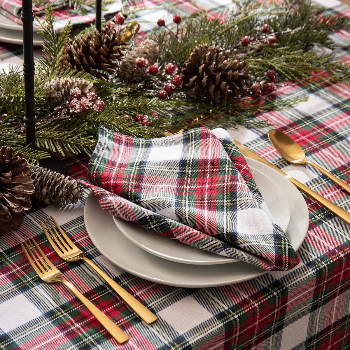 Christmas Classic Holiday Plaid Cotton Napkin (Set of 8)