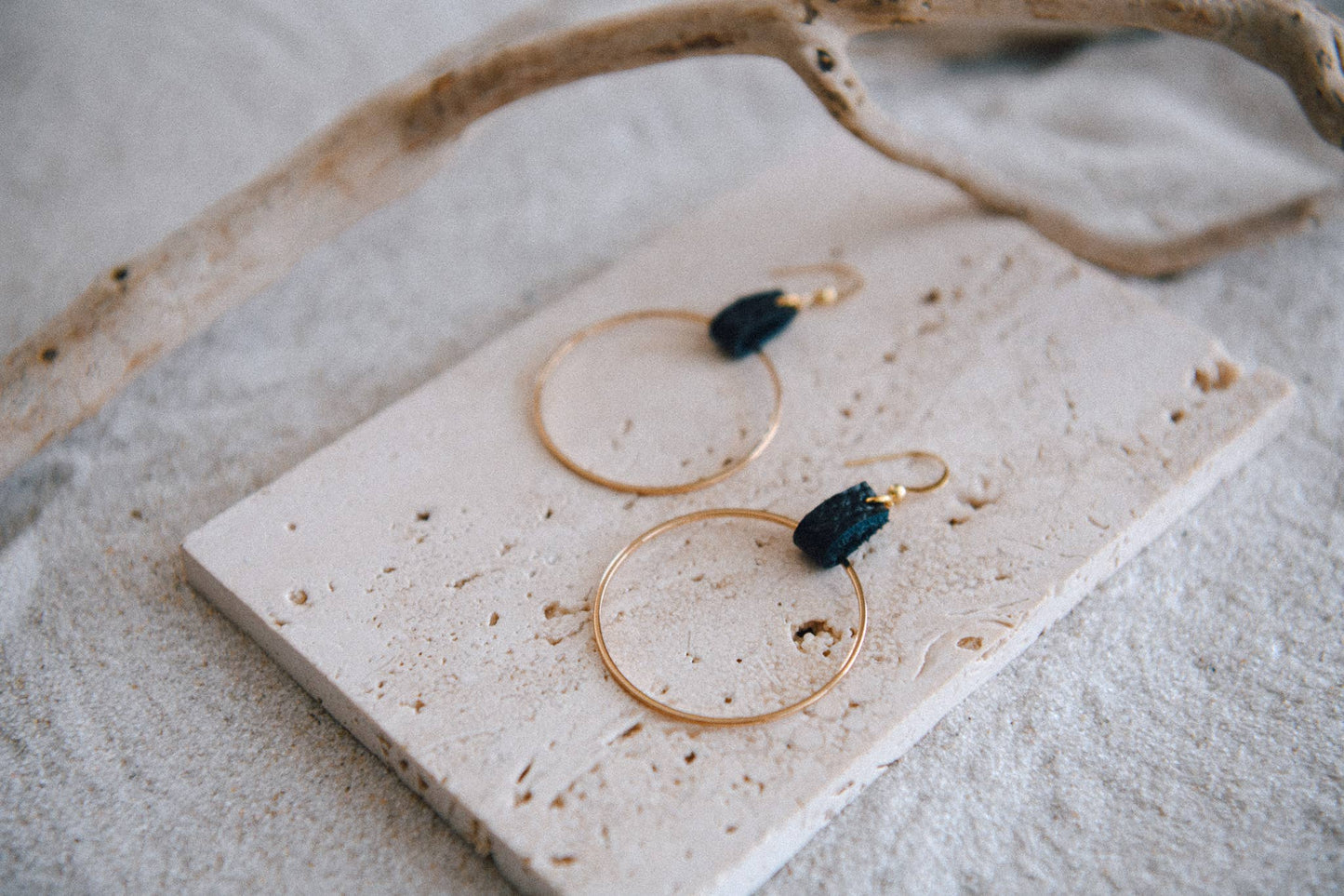 Lightweight Leather and Gold Plated Hoops