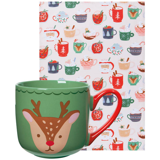 Cozy Cups Christmas Mug and Dishtowel Set