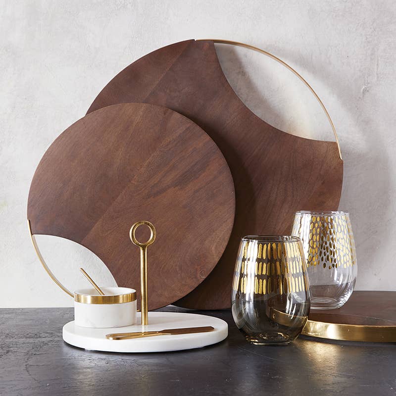 Gold + Grey Stemless Glass