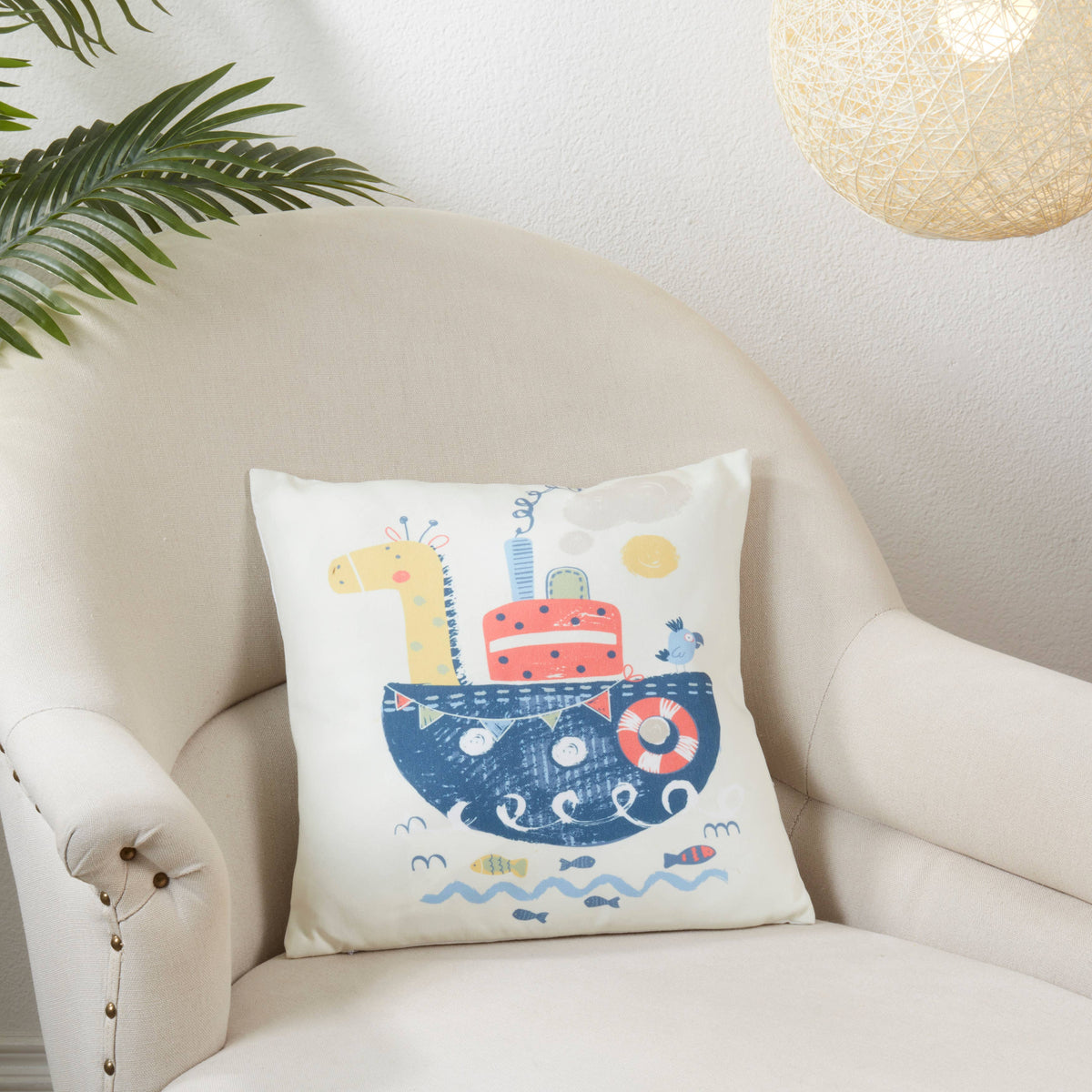 Giraffe-At-Sea Throw Pillow 16"