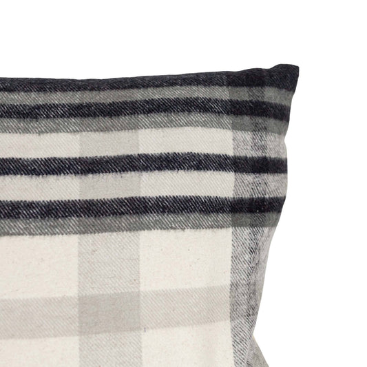 Arlen 14x14 Plaid Throw Pillow Black Cotton Fall Decor