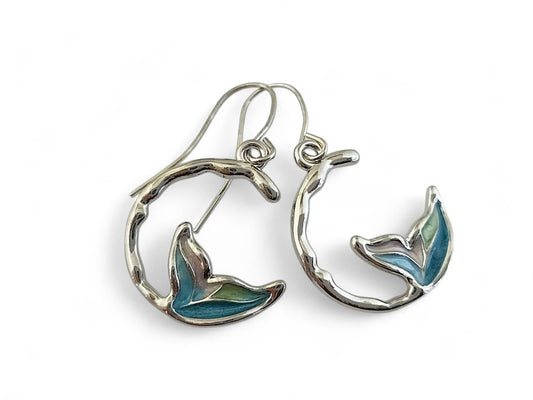 Silver Mermaid Earrings, Coastal Jewelry, Nautical Earrings