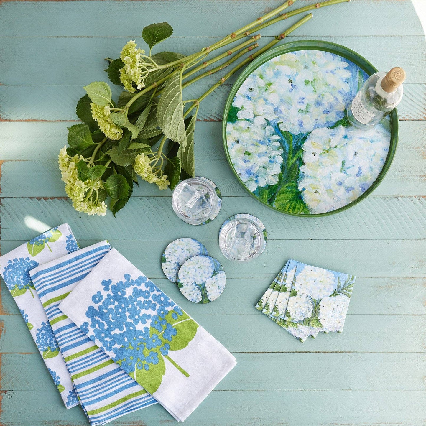Hydrangea Cotton Kitchen Towels, Set of 3