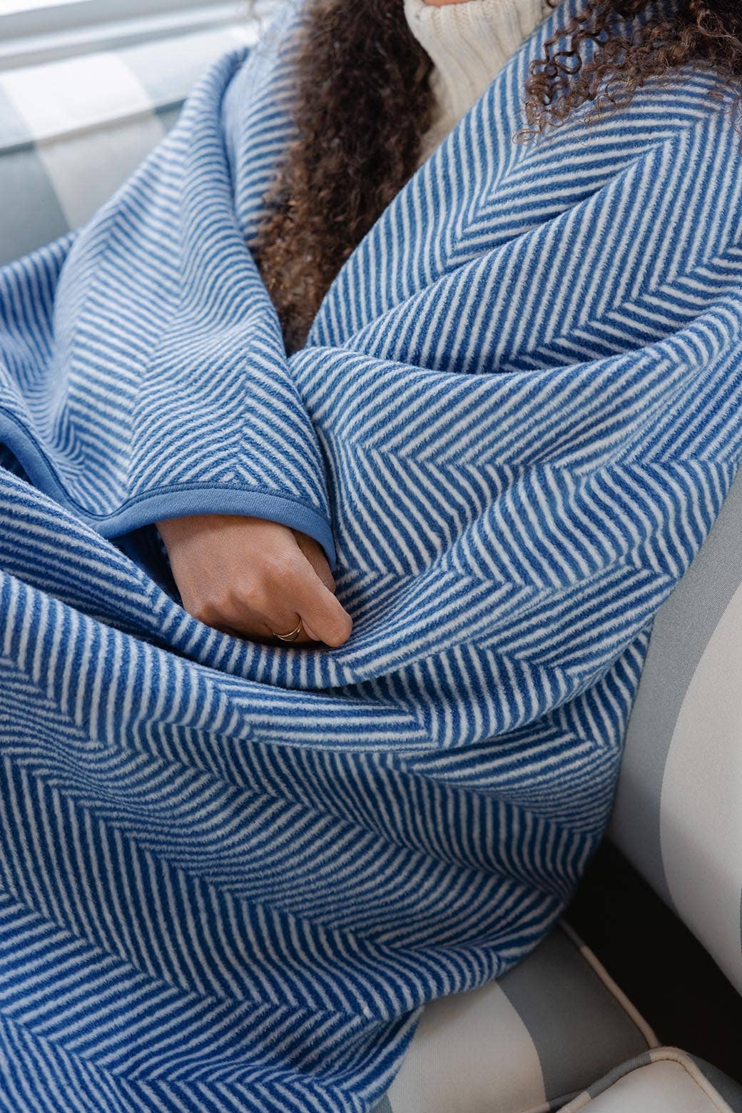 ChappyWrap Harborview Herringbone Cornflower Blanket