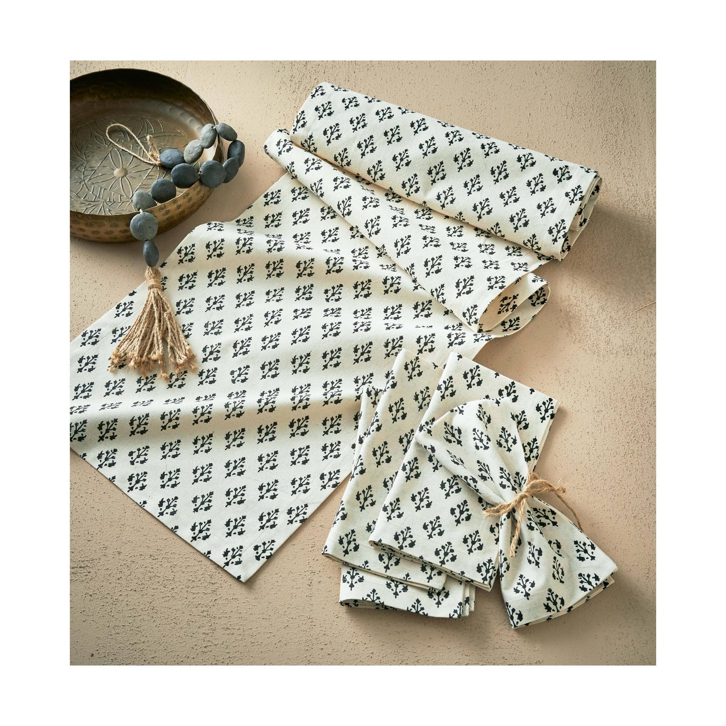 Emma Block Print Napkin (Set of 4) Black Multi