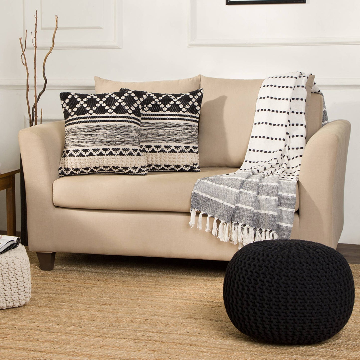 RedEarth Classic Black and Gray Stripe Throw Blanket (50x60)