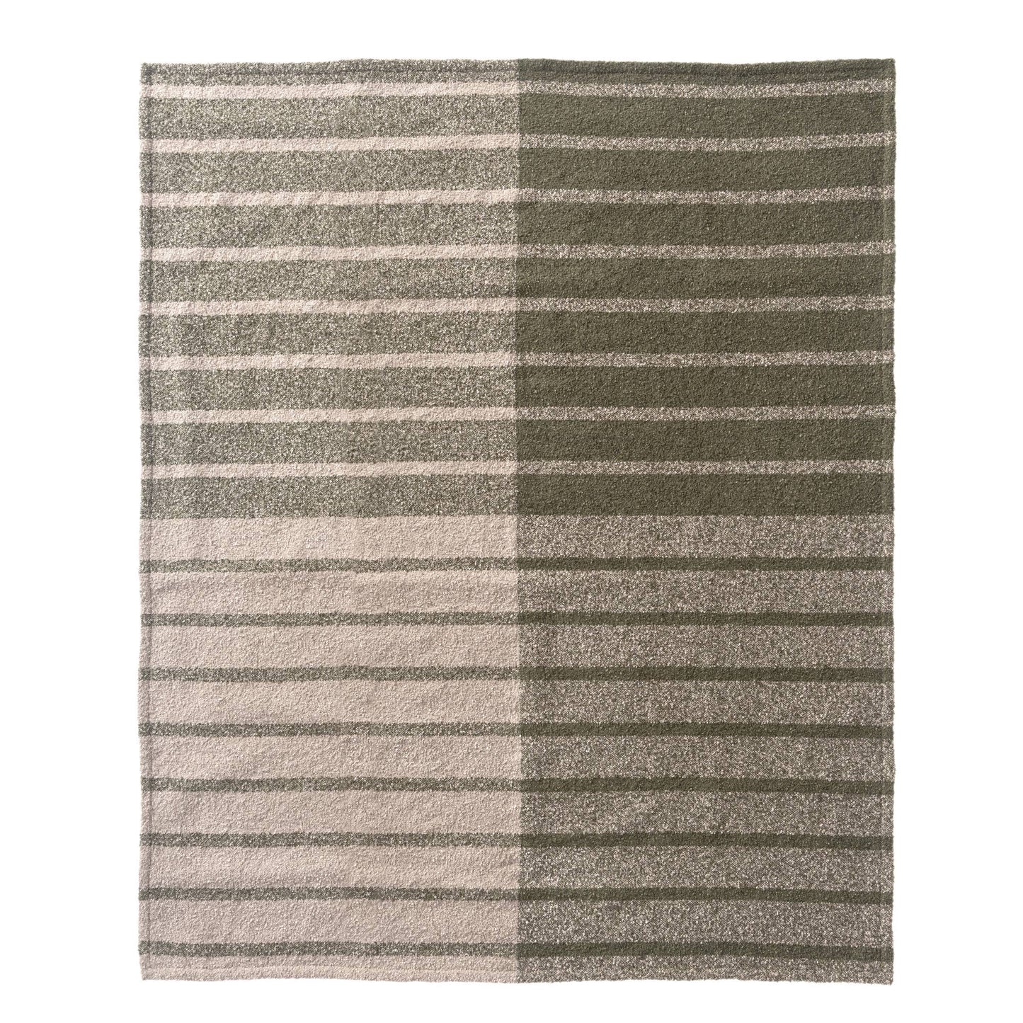 Handwoven Green Gray Striped Throw Blanket