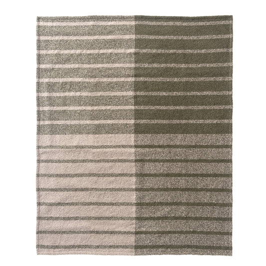 Handwoven Green Gray Striped Throw Blanket