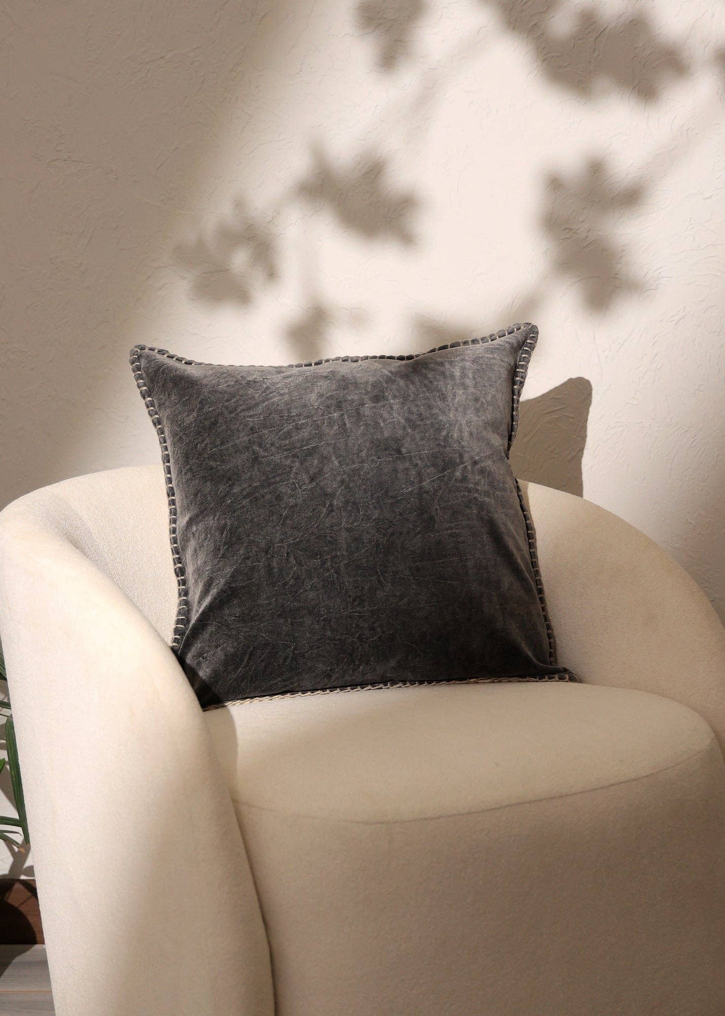 Cotton Velvet Throw Pillow with Handstitched Edges 18X18"