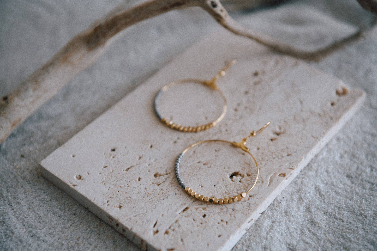 Seed Bead Half and Half Hoop Earring