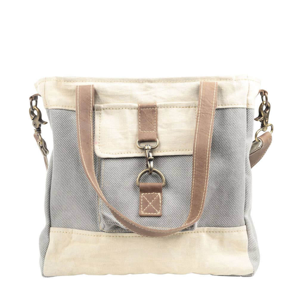 Mixed Fabric Canvas Crossbody Bag