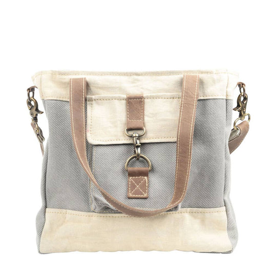 Mixed Fabric Canvas Crossbody Bag