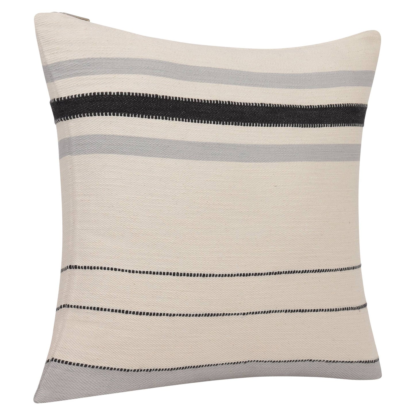 Transitional Hand-Woven Modern Striped Cotton Throw Pillow