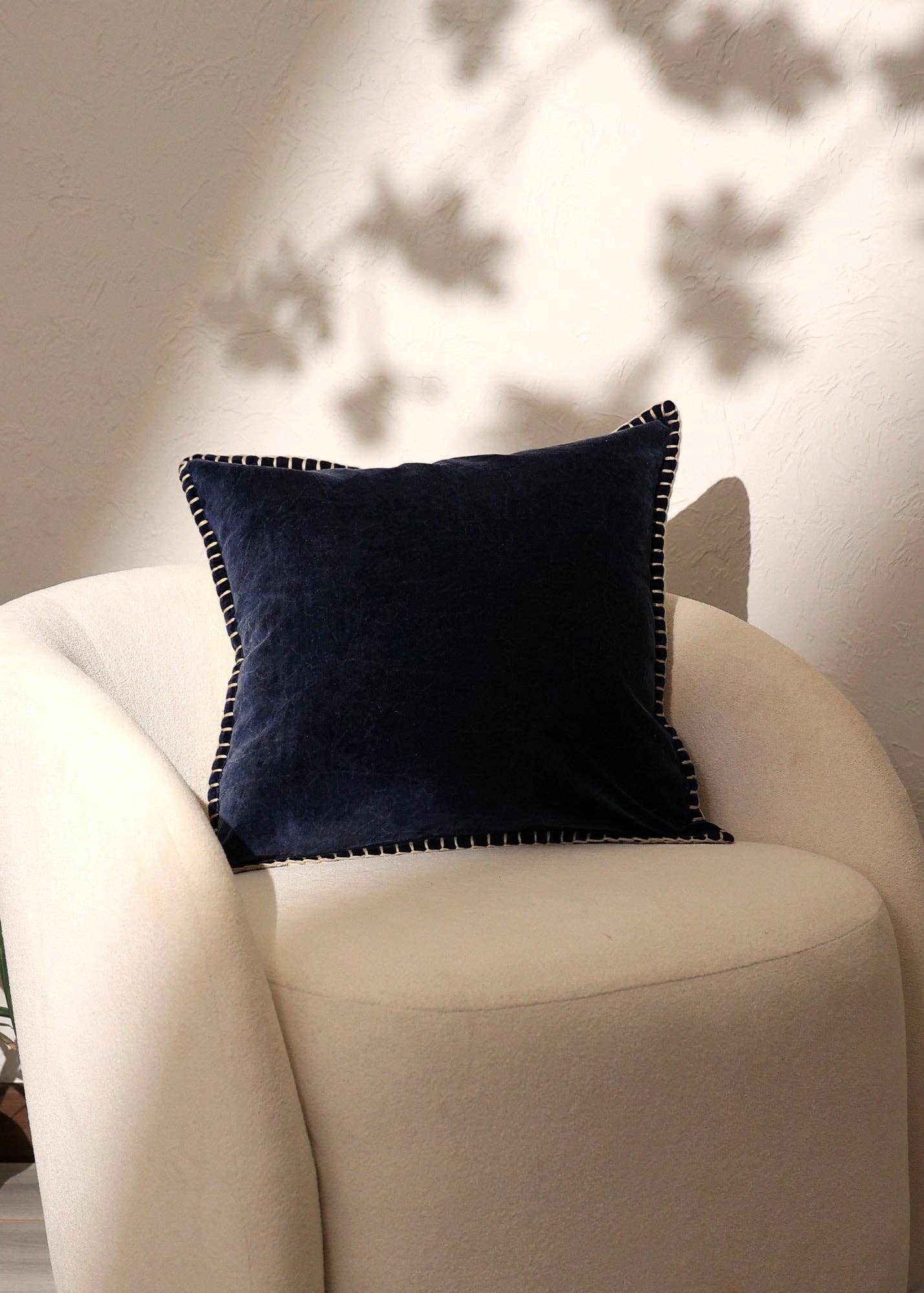 Cotton Velvet Throw Pillow with Handstitched Edges 18X18"