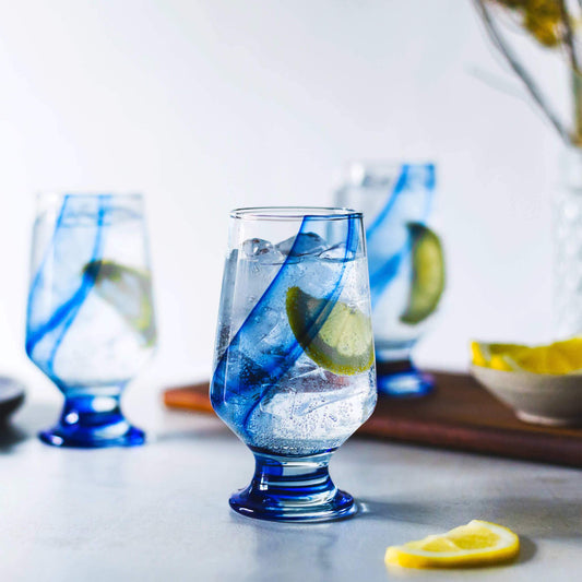 Blue Ribbon Goblet Glasses, 12.8 oz