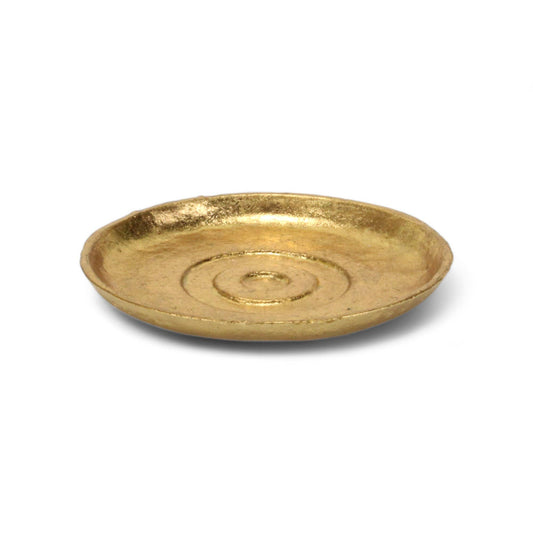 Three Ring Pattern Cast Iron Gold Trinket Dish