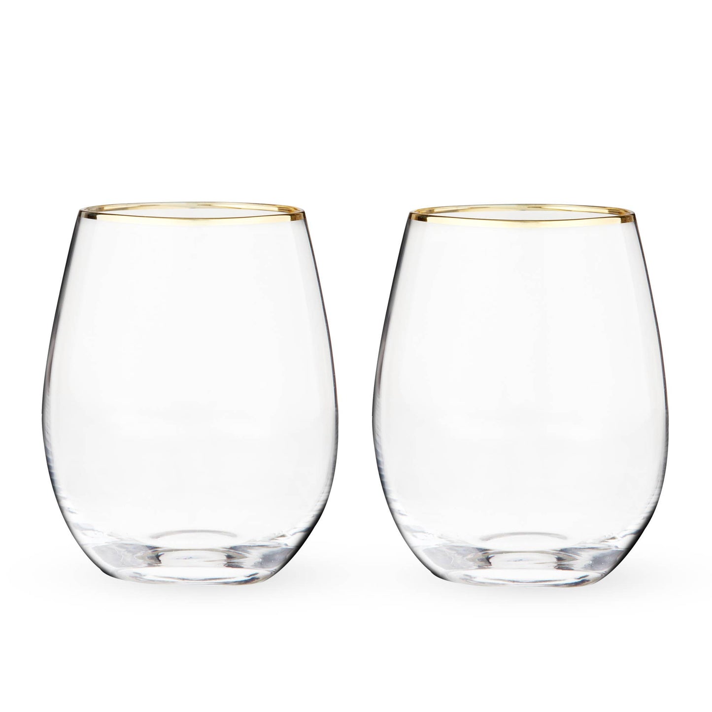 Gilded Gold Rimmed Glass Stemless Wine Glasses (Set of 2)
