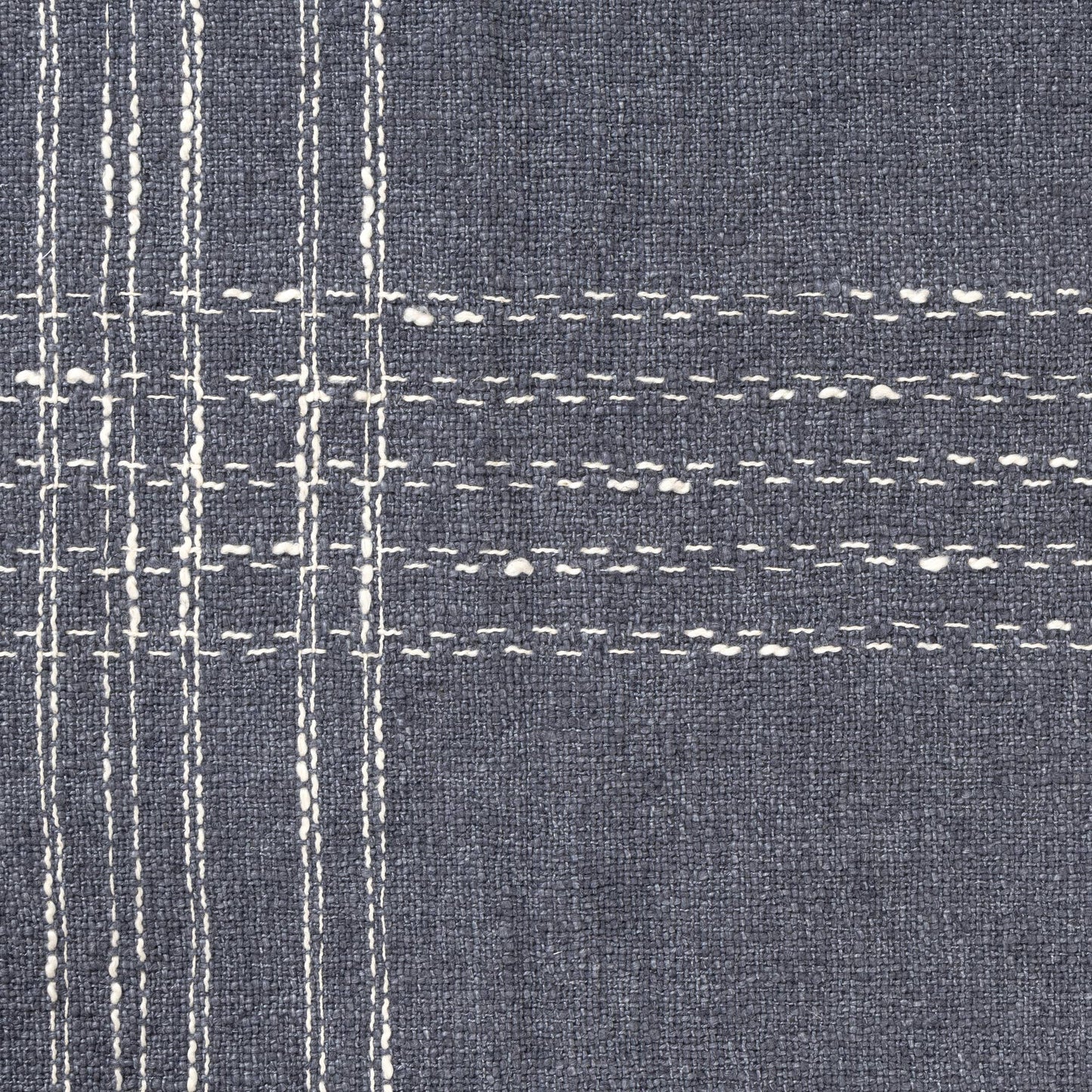 Farmhouse Blue/Ivory Plaid Cotton Blend Throw Blanket