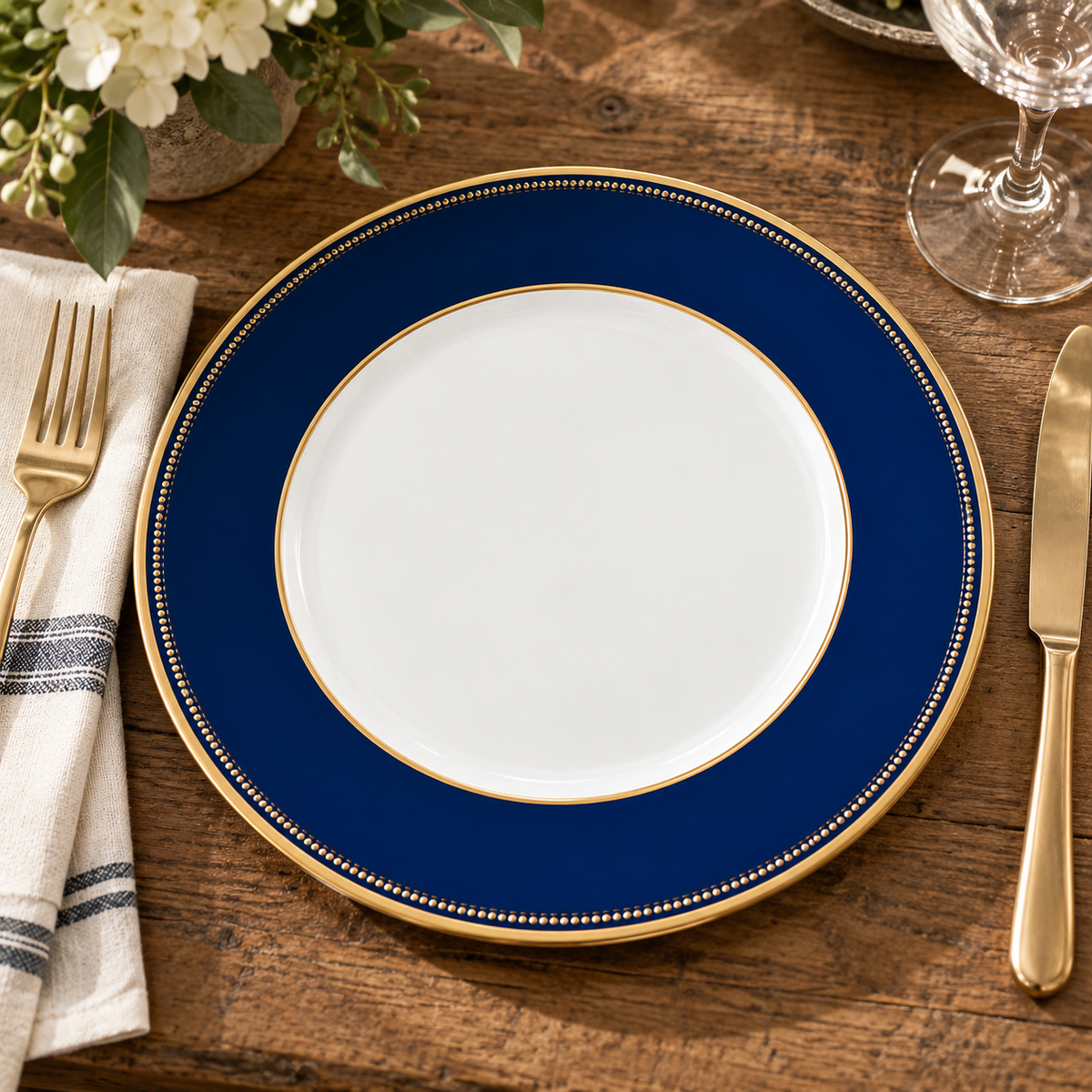 Regal Navy and Gold Charger Plate