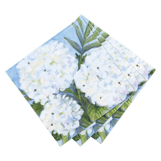 White Hydrangeas Paper Napkins, Pack of 20