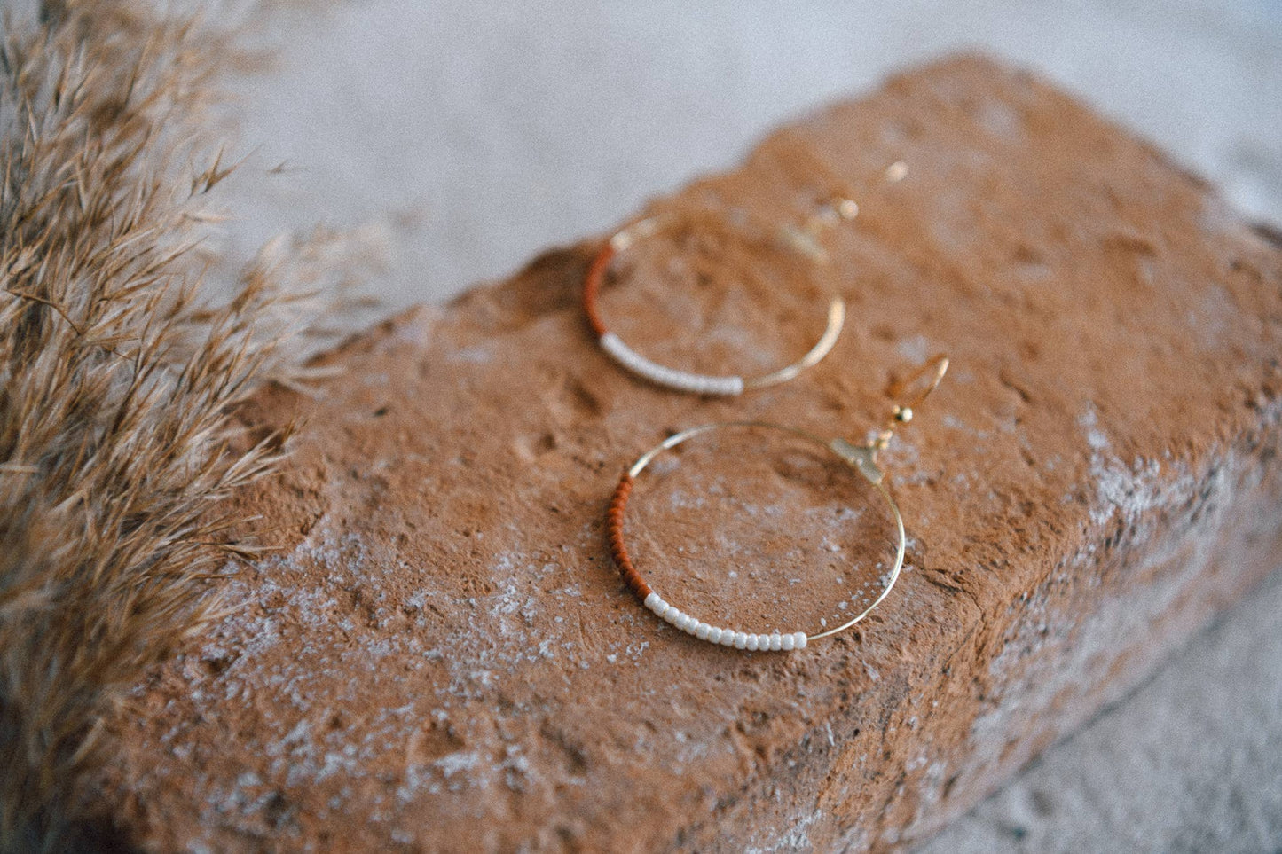 Seed Bead Half and Half Hoop Earring