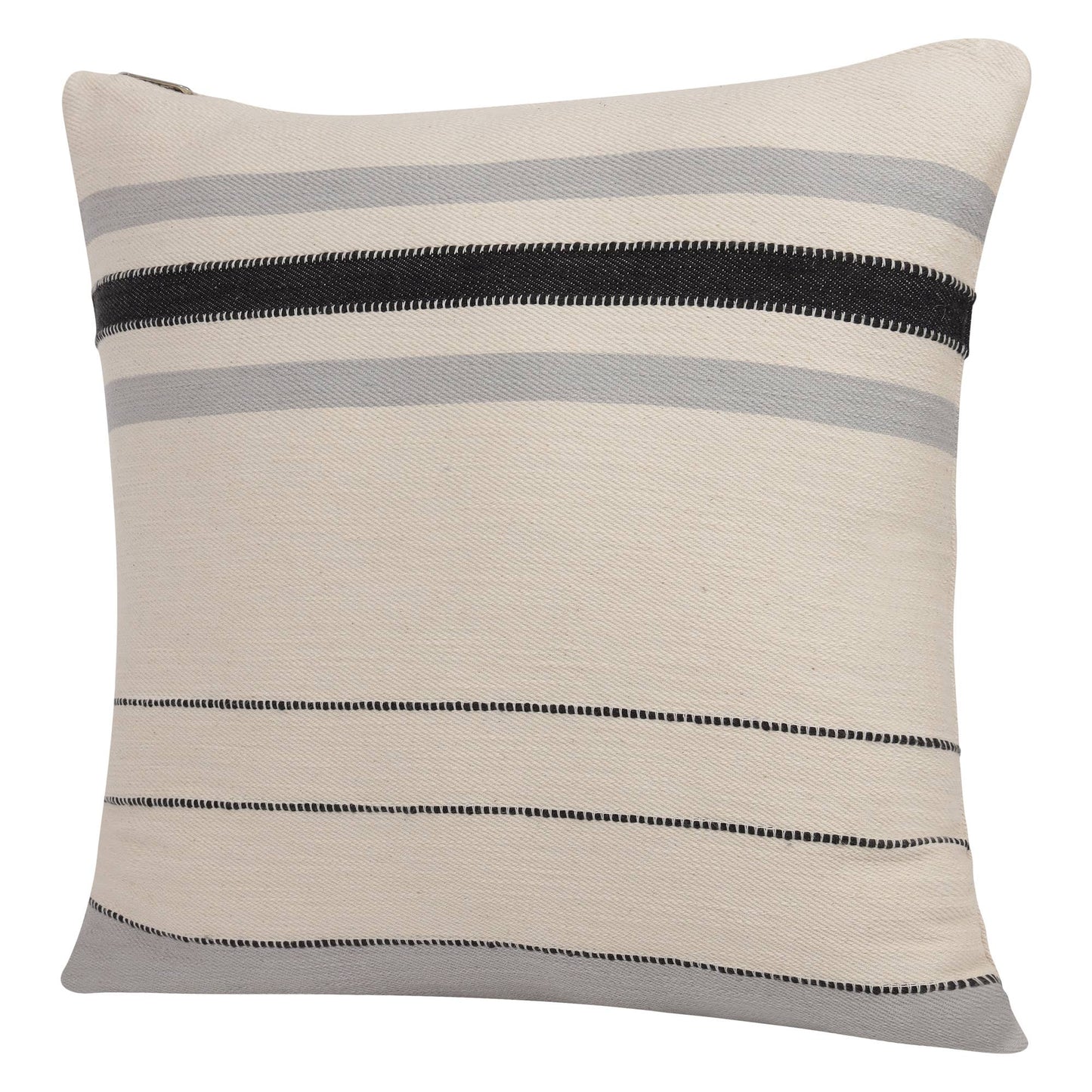 Transitional Hand-Woven Modern Striped Cotton Throw Pillow