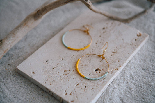 Ocean Drift Boho Beaded Hoop Earrings