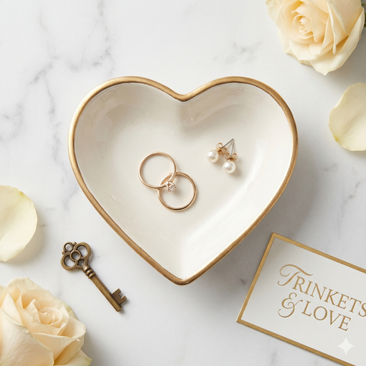 White and Gold Heart Dish