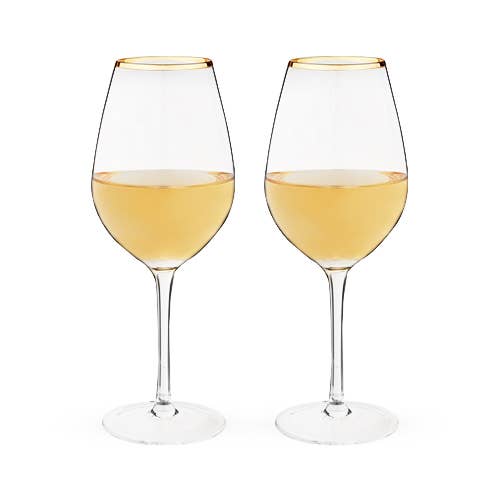 Gilded Gold-Rimmed Glass Stemmed Wine Glasses (Set of 2)