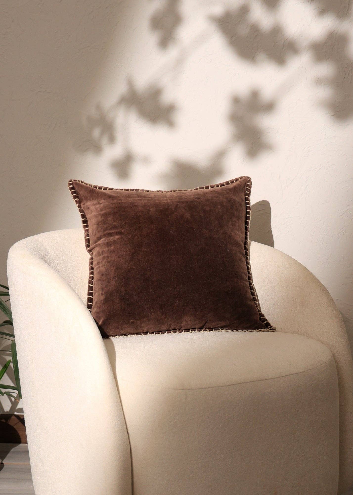 Cotton Velvet Throw Pillow with Handstitched Edges 18X18"