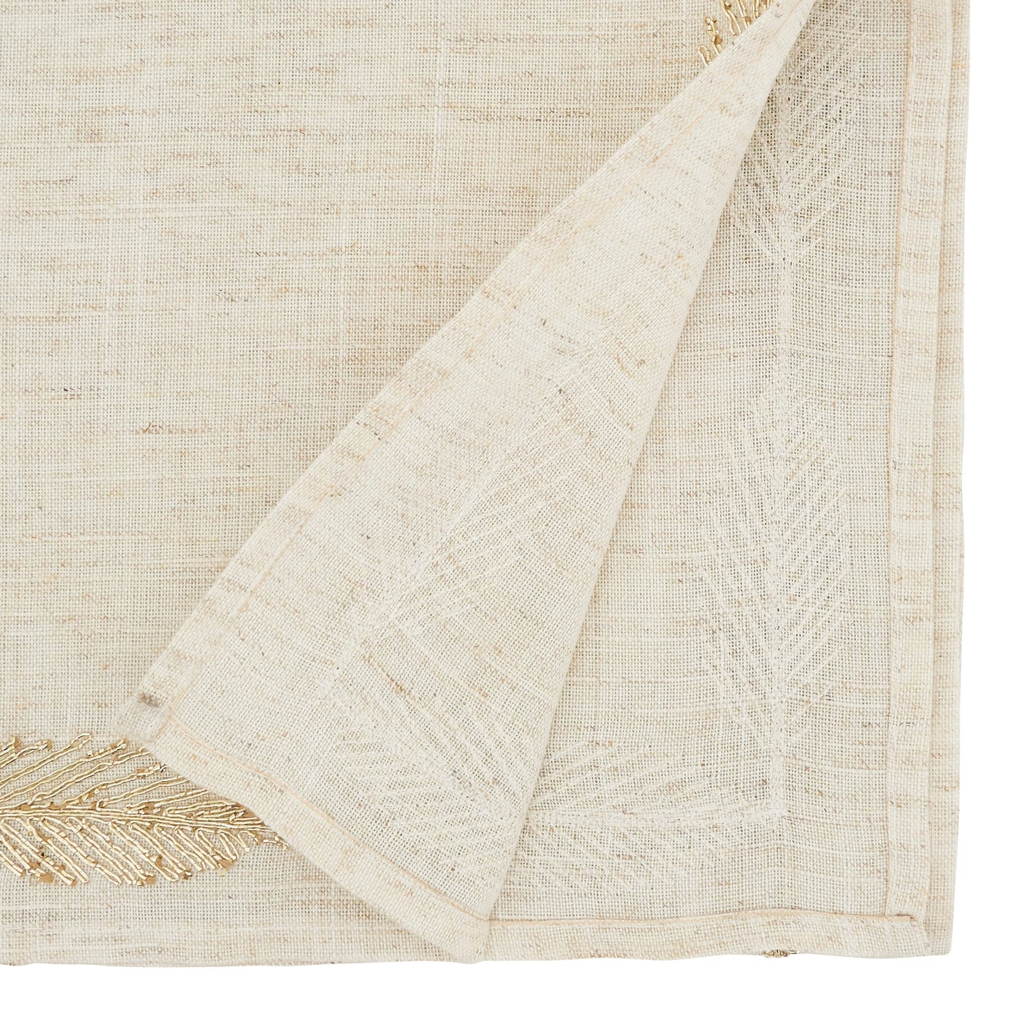 Intricate Leaf Pattern Embroidered Table Runner