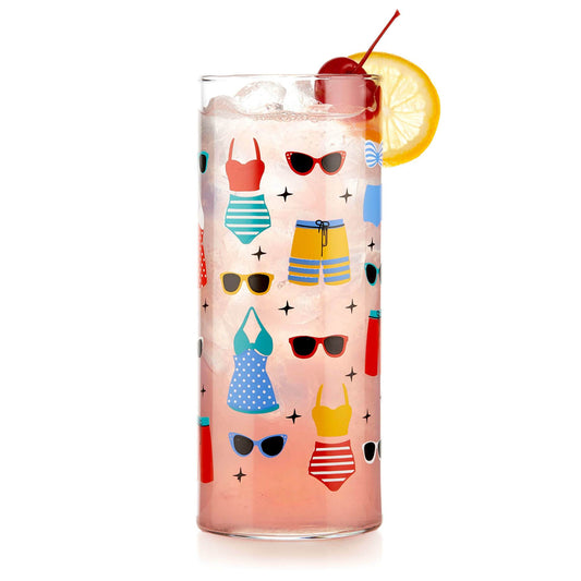 Libbey Vintage Swimsuits Cooler Glasses, 16-ounce