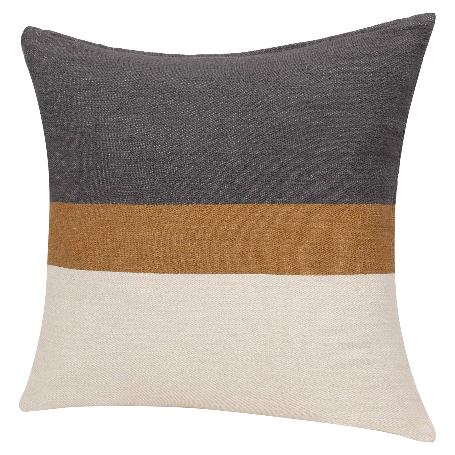 Transitional Hand-Woven Multi Striped Cotton Throw Pillow