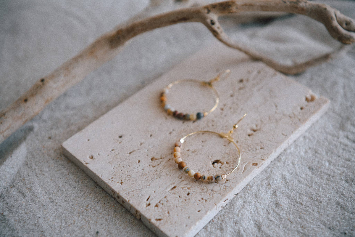 Gemstone and Gold-Plated Hoop Earrings