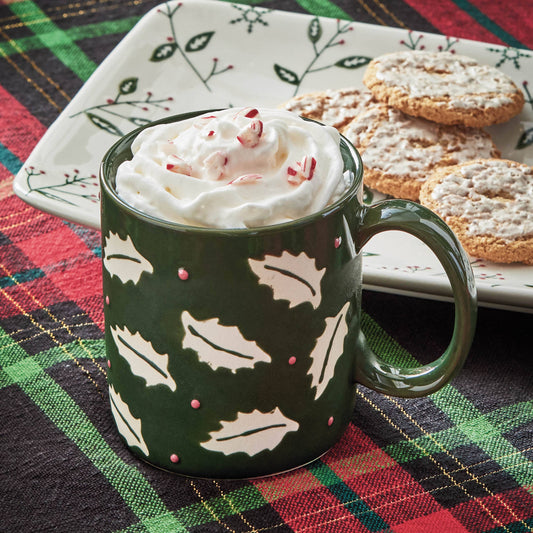 Holly Mug Multi Stoneware Christmas