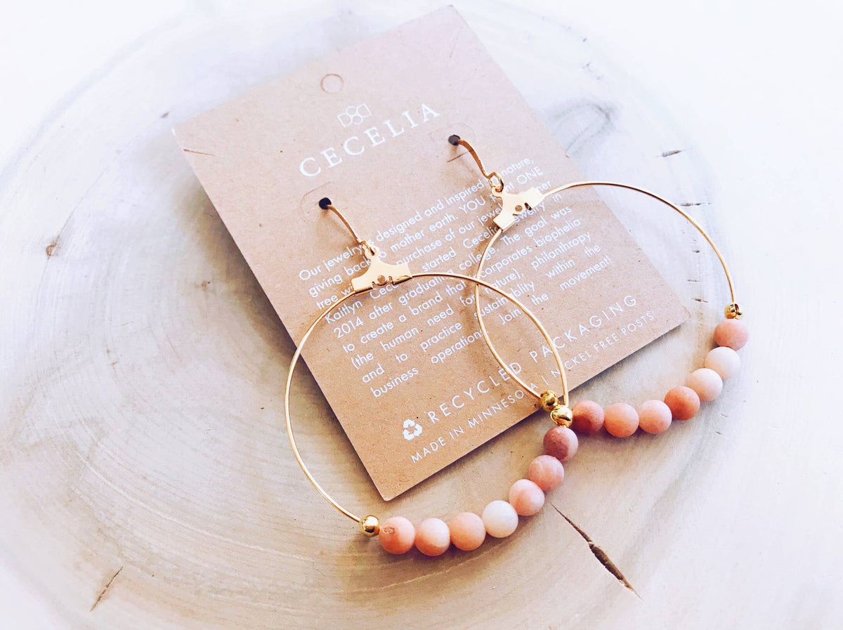 Gemstone and Gold-Plated Hoop Earrings