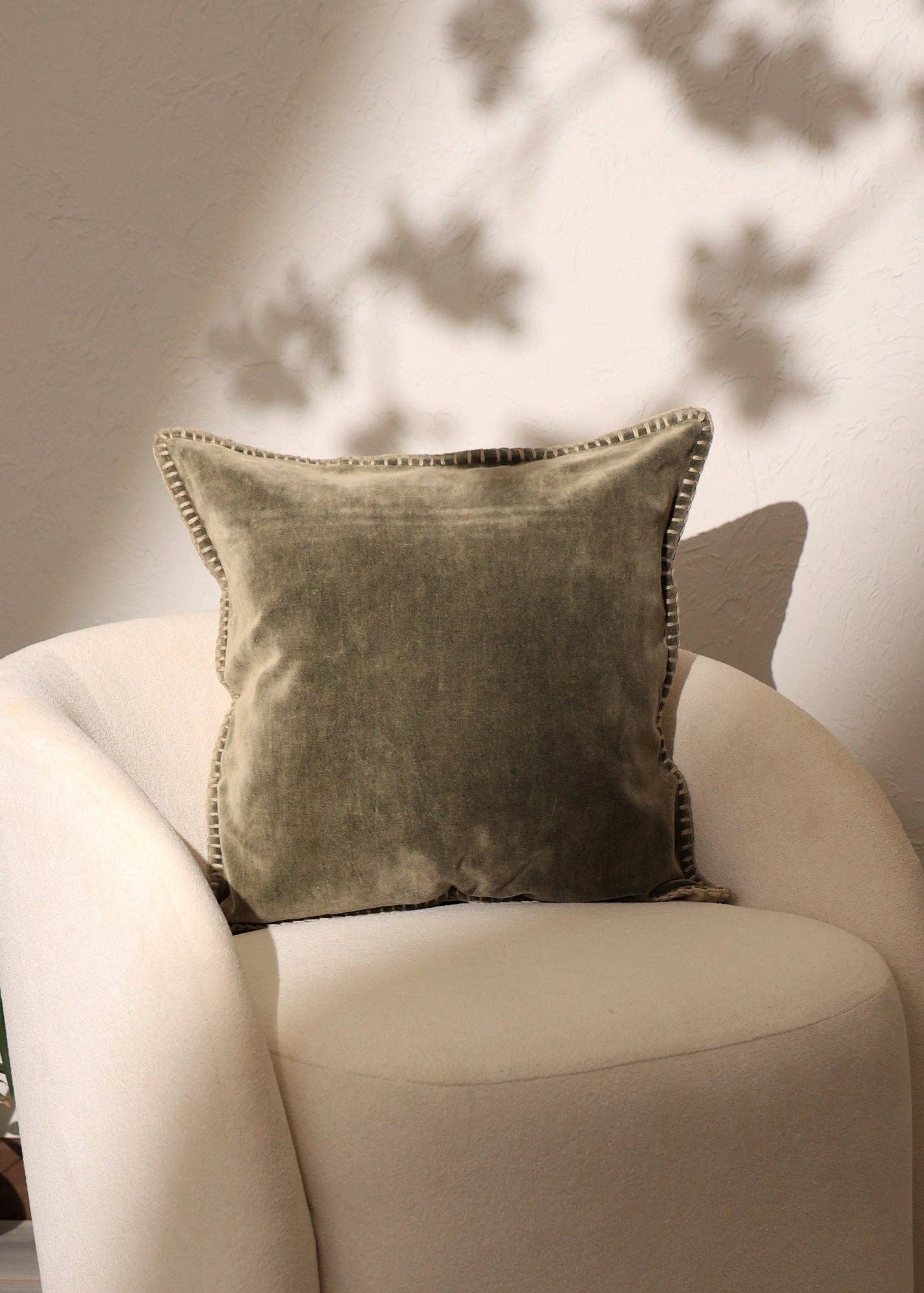 Cotton Velvet Throw Pillow with Handstitched Edges 18X18"