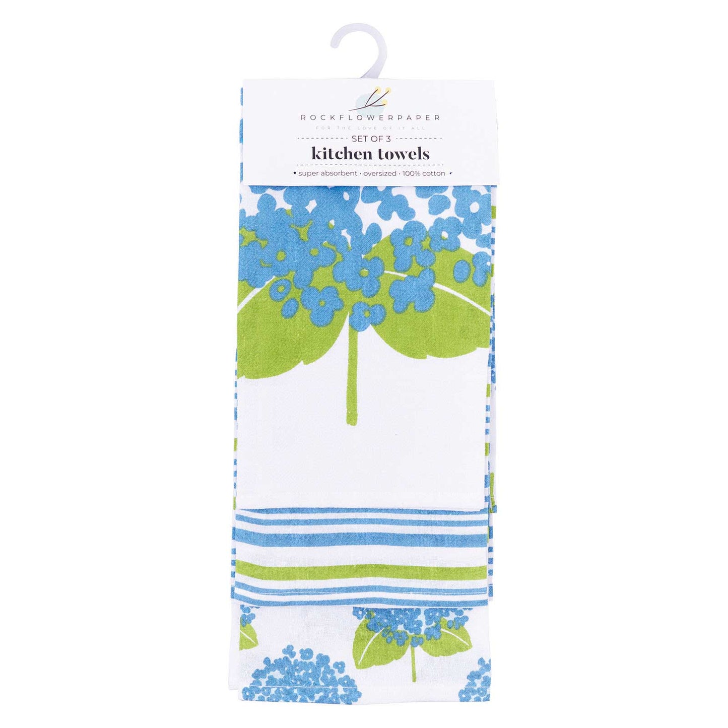 Hydrangea Cotton Kitchen Towels, Set of 3