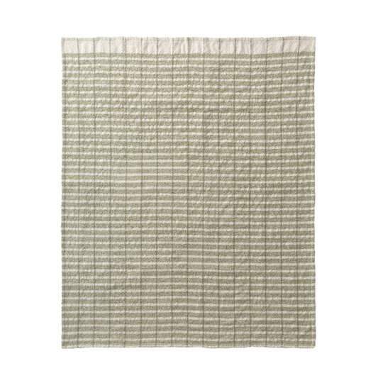 Farmhouse Green/Ivory Striped Performance Throw Blanket