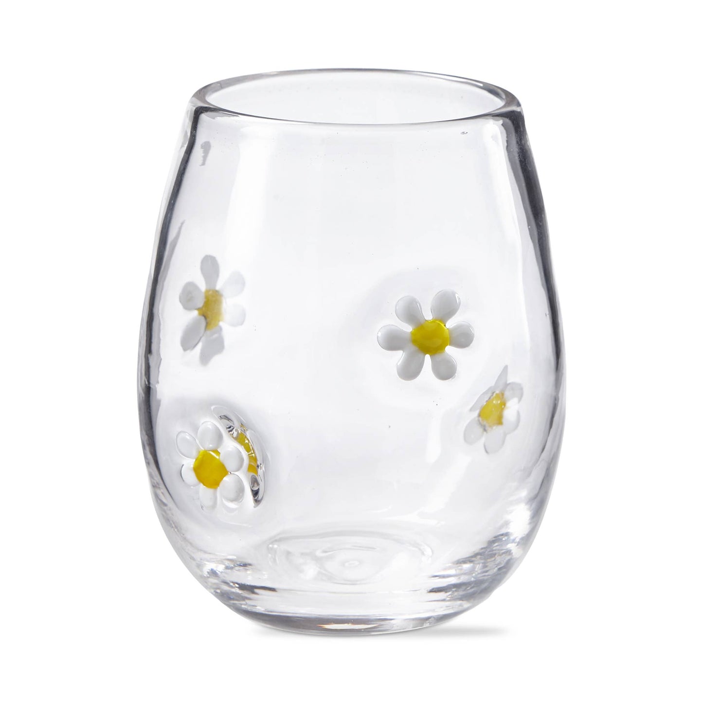 Flower Stemless Wine Glass White Multi Summer
