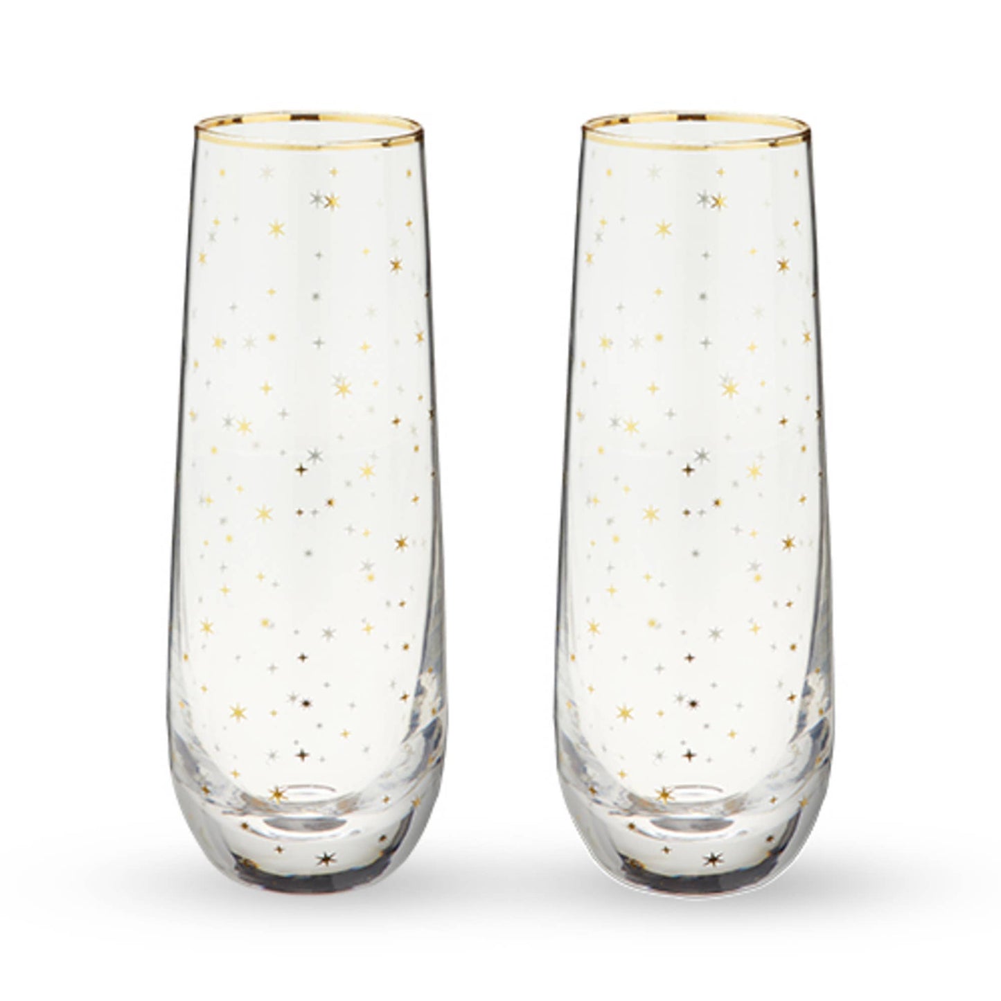 Starlight Gold Accented Stemless Champagne Flutes (Set of 2)