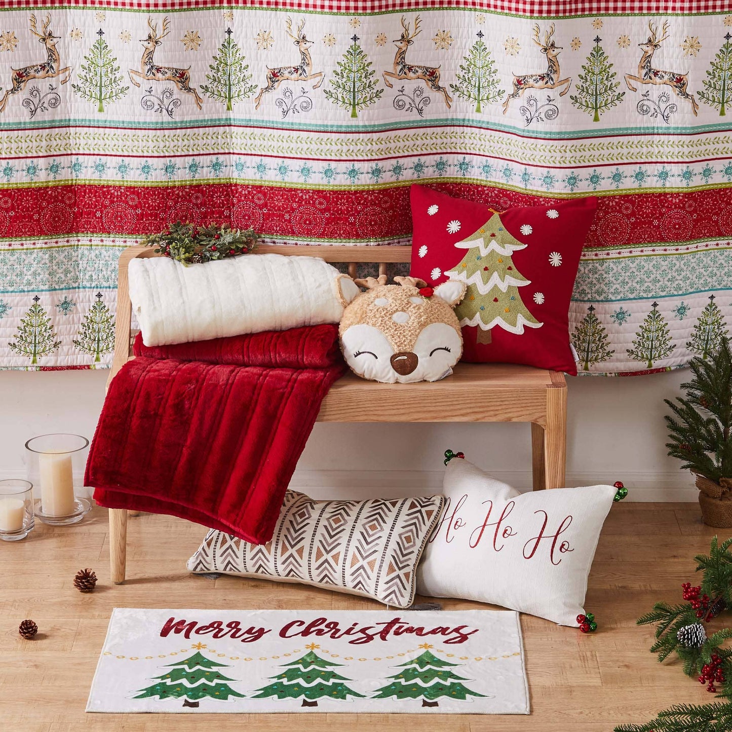 Merry & Bright Comet & Cupid Figural Deer Pillow